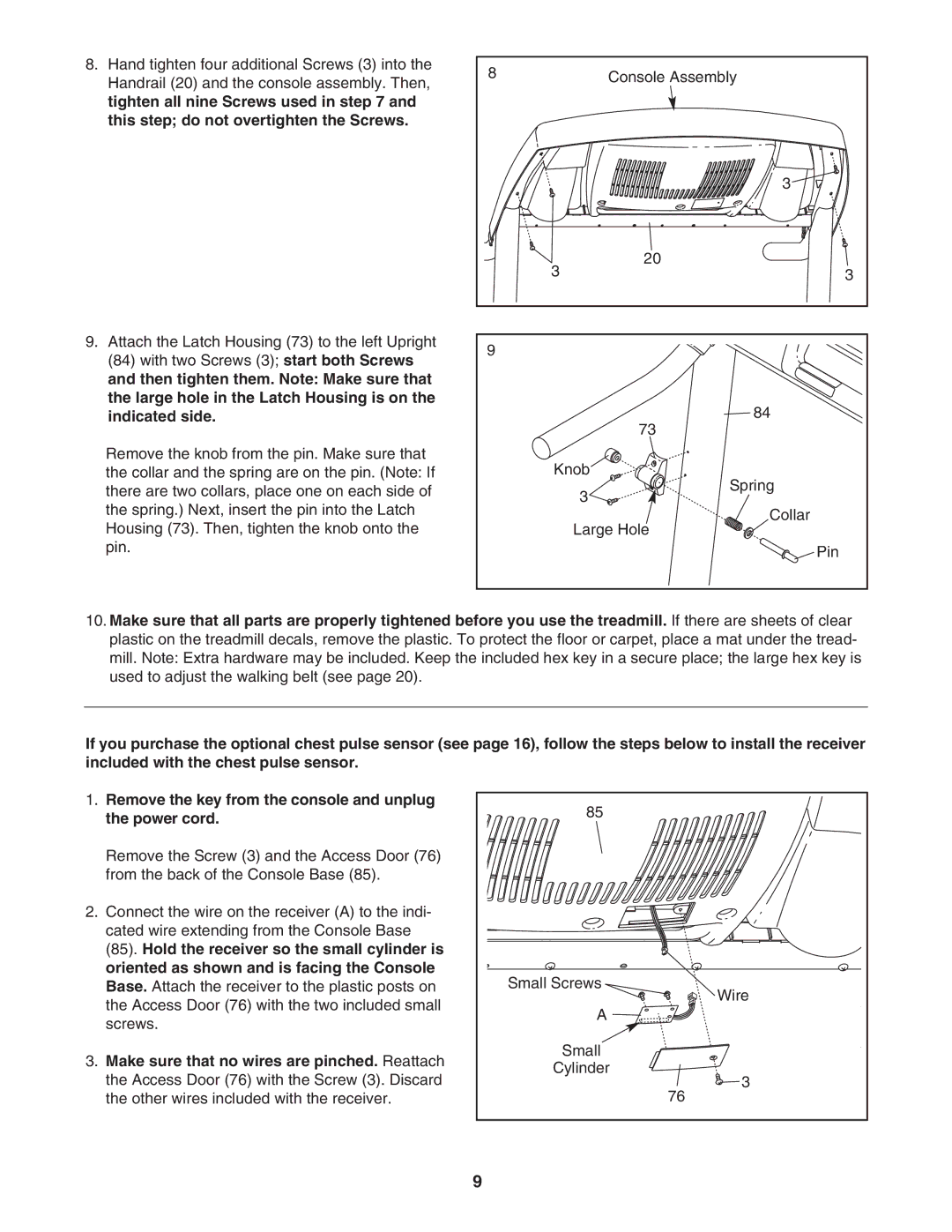 Healthrider HRTL71706.0 manual Small Screws 