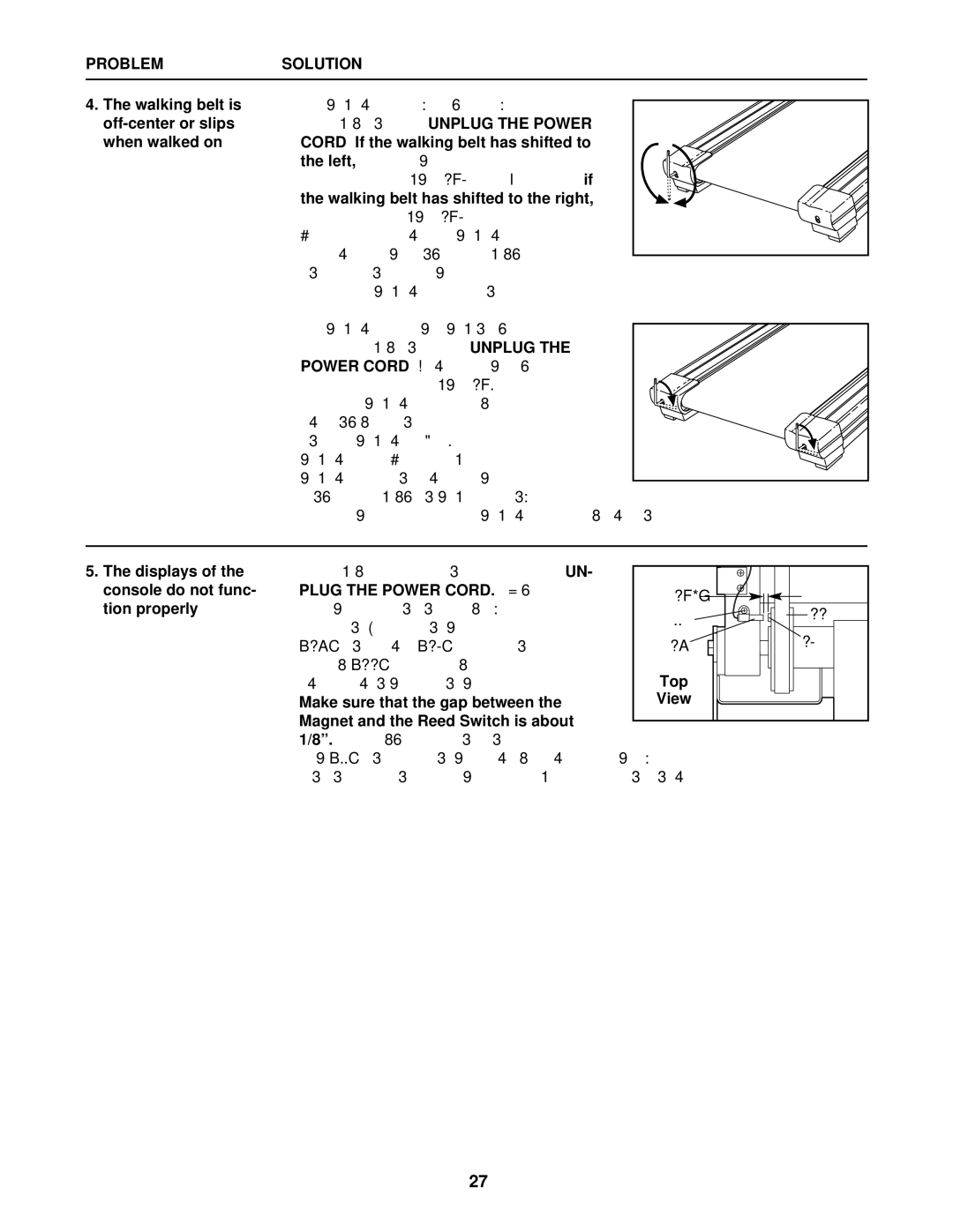 Healthrider HRTL71830 manual If the walking belt is off-center, first re Move the key, Plug the Power Cord 