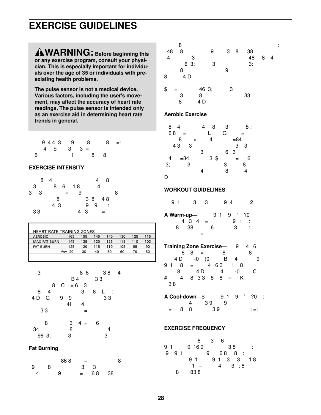 Healthrider HRTL71830 manual Exercise Guidelines, Exercise Intensity, Workout Guidelines, Exercise Frequency 