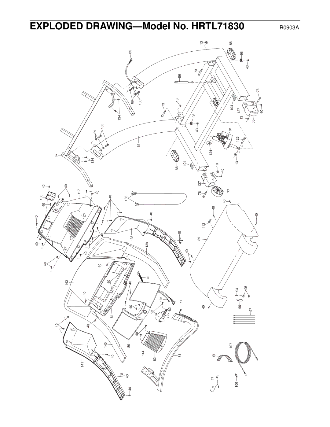 Healthrider manual Exploded DRAWING-Model No. HRTL71830 