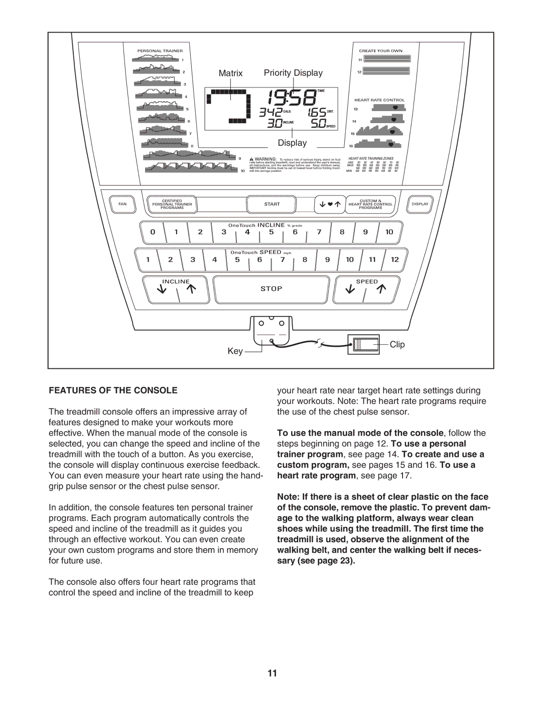 Healthrider HRTL77105 manual Features of the Console 