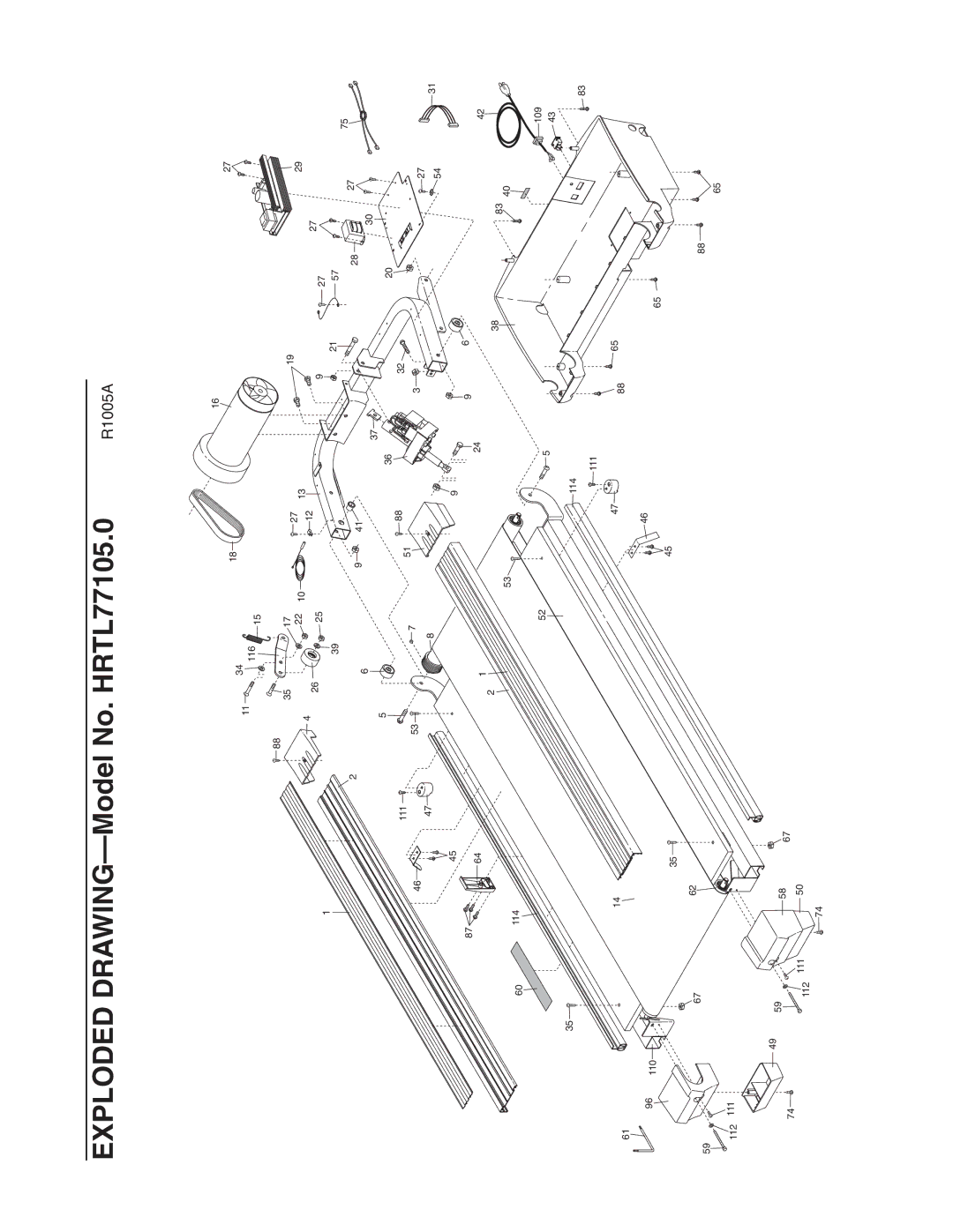 Healthrider manual Exploded DRAWING-Model No. HRTL77105.0 