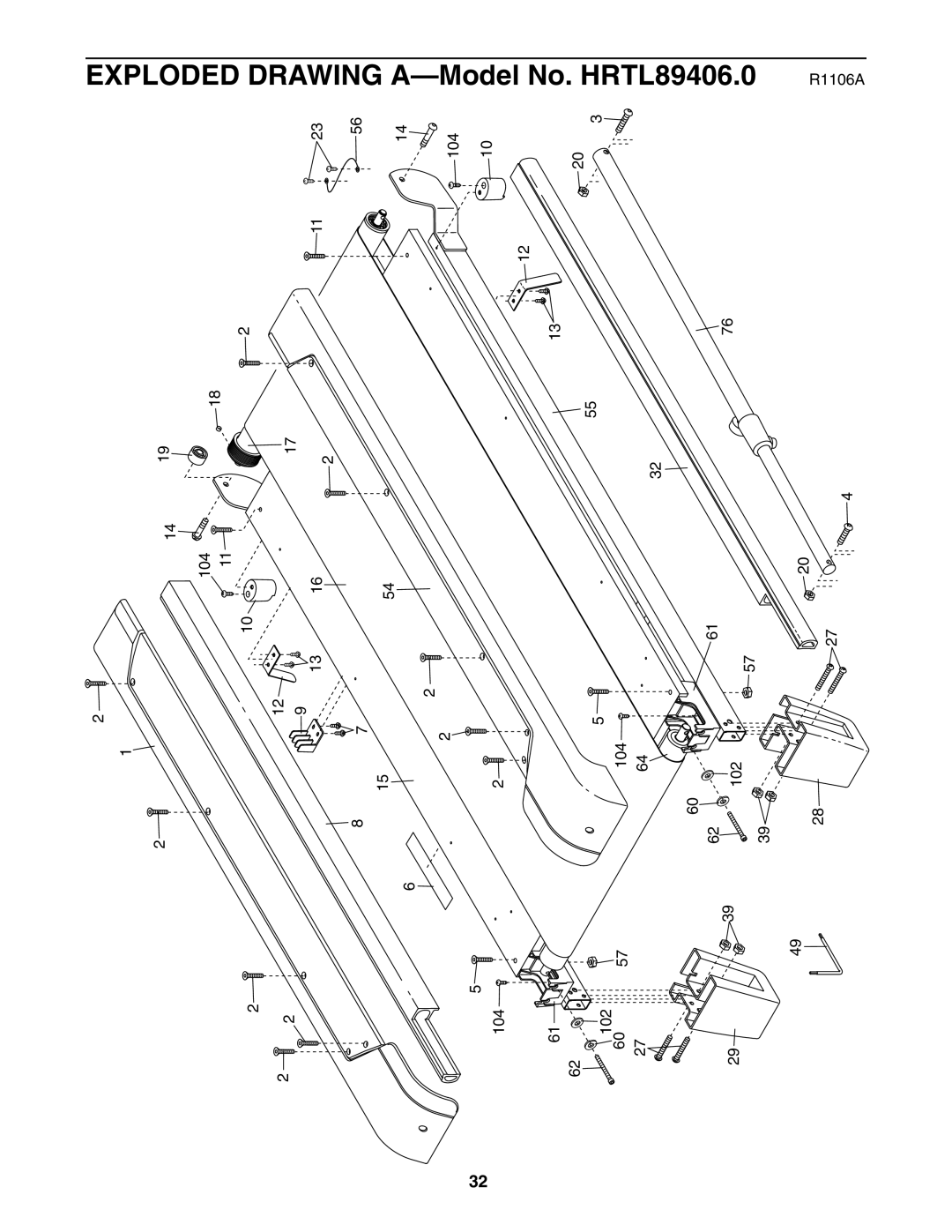 Healthrider HRTL89406.0 manual Exploded 