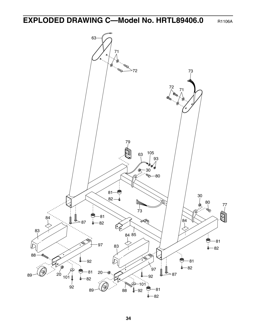 Healthrider manual Exploded Drawing C-Model No. HRTL89406.0 R1106A 