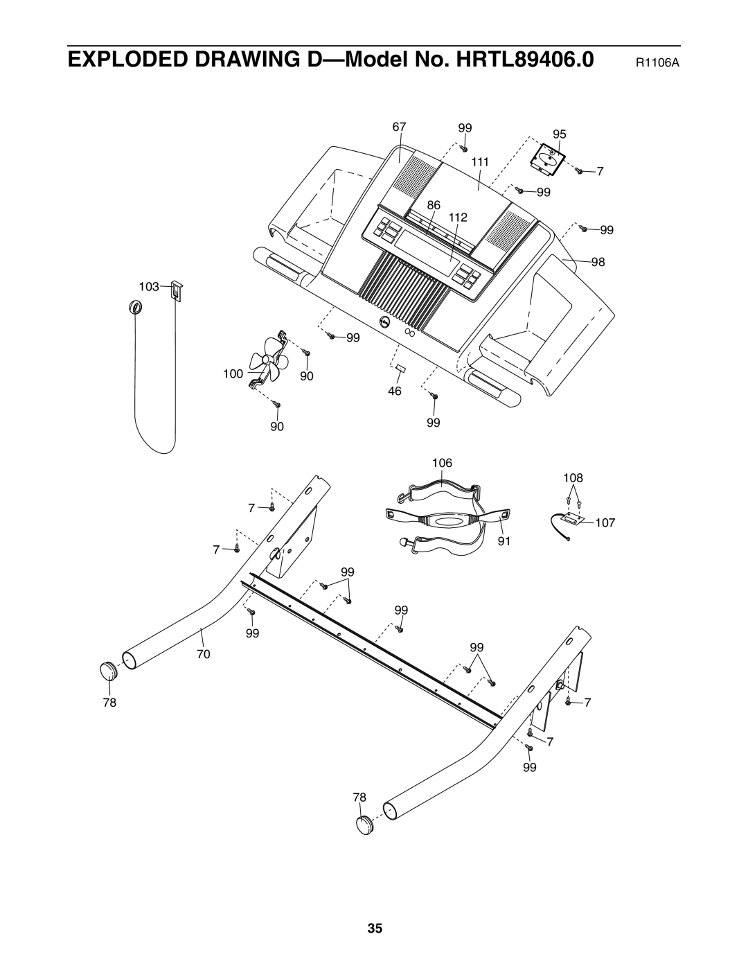 Healthrider manual Exploded Drawing D-Model No. HRTL89406.0 R1106A 