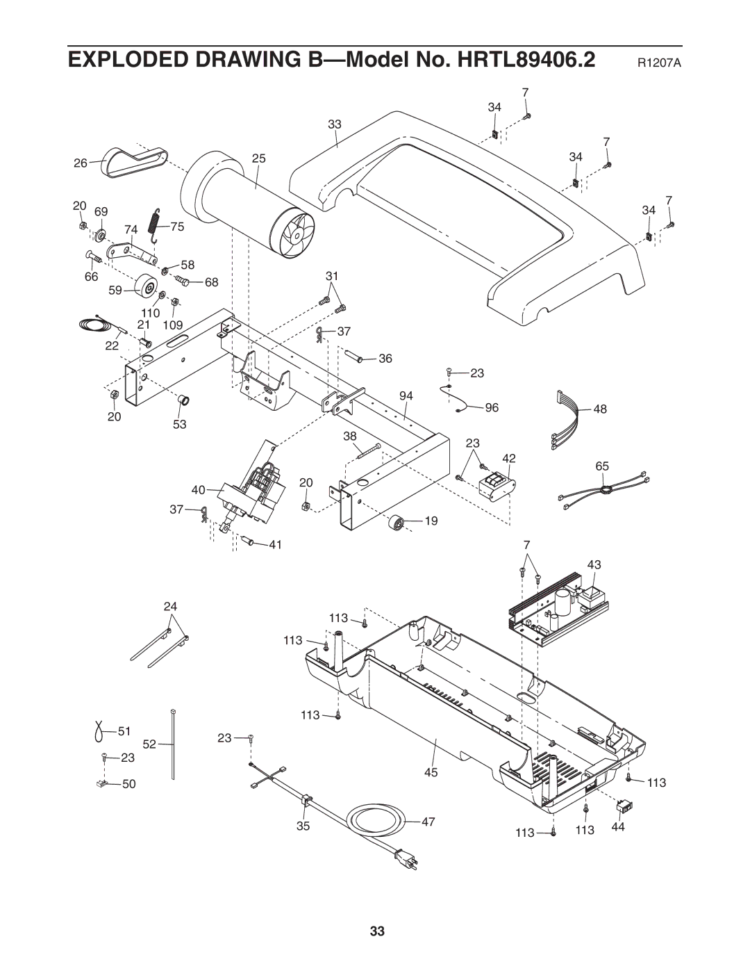 Healthrider manual Exploded Drawing B-Model No. HRTL89406.2 R1207A 