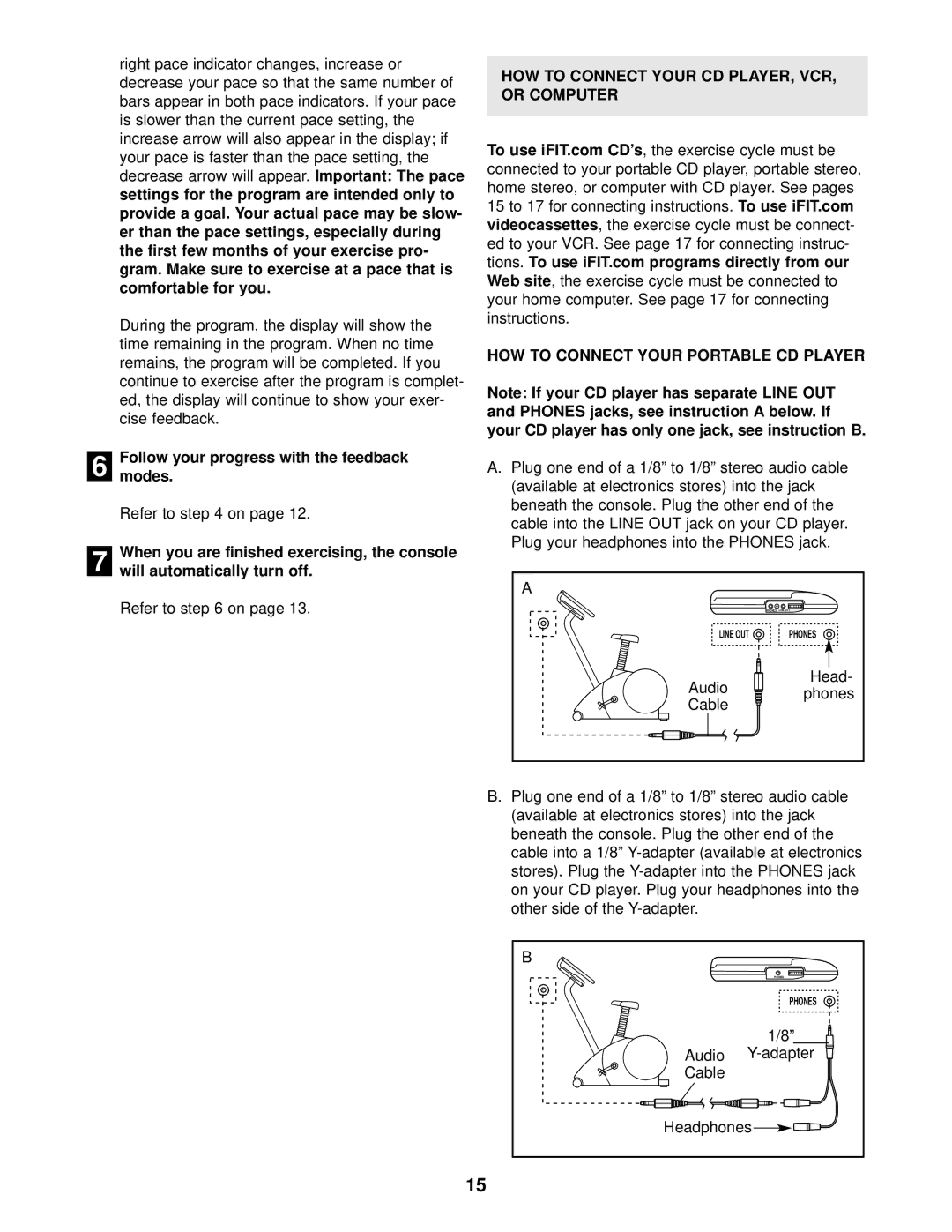 Healthrider R850x manual Followmodes. your progress with the feedback, HOW to Connect Your CD PLAYER, VCR Or Computer 