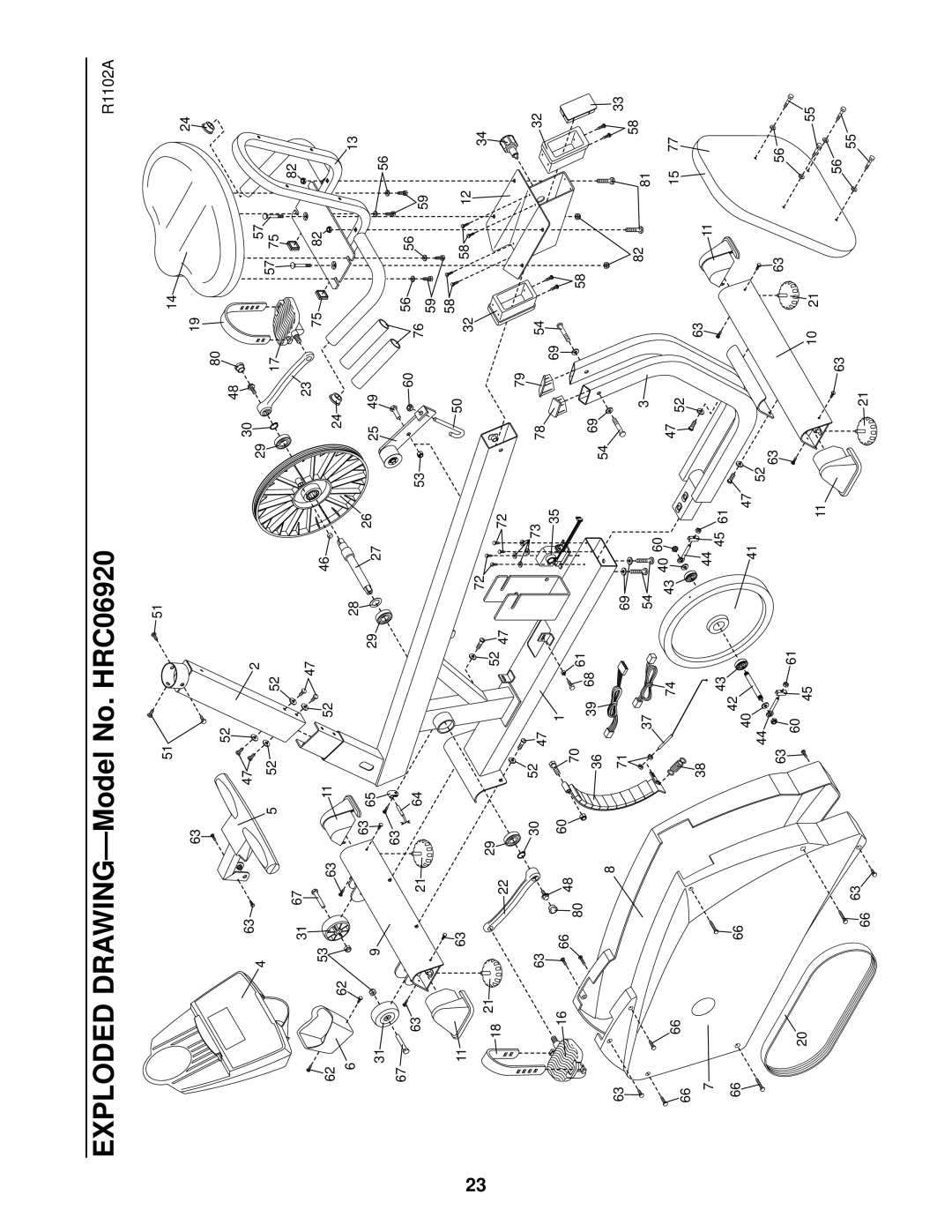 Healthrider R850x manual Exploded DRAWING-Model No. HRC06920 