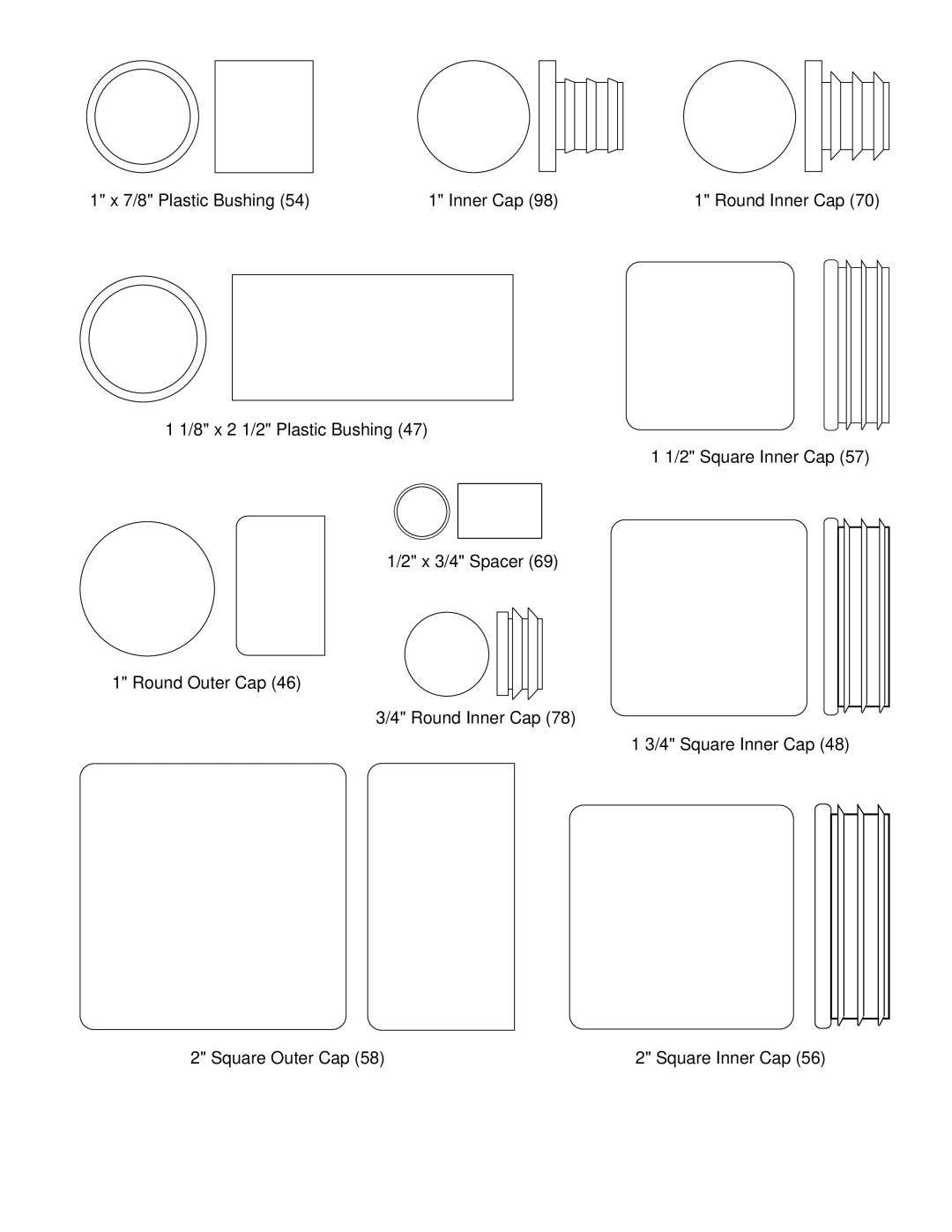 Healthrider WESY8630C3 manual 7/8 Plastic Bushing Inner Cap 