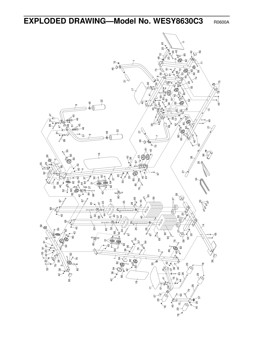 Healthrider manual Exploded DRAWING-Model No. WESY8630C3 