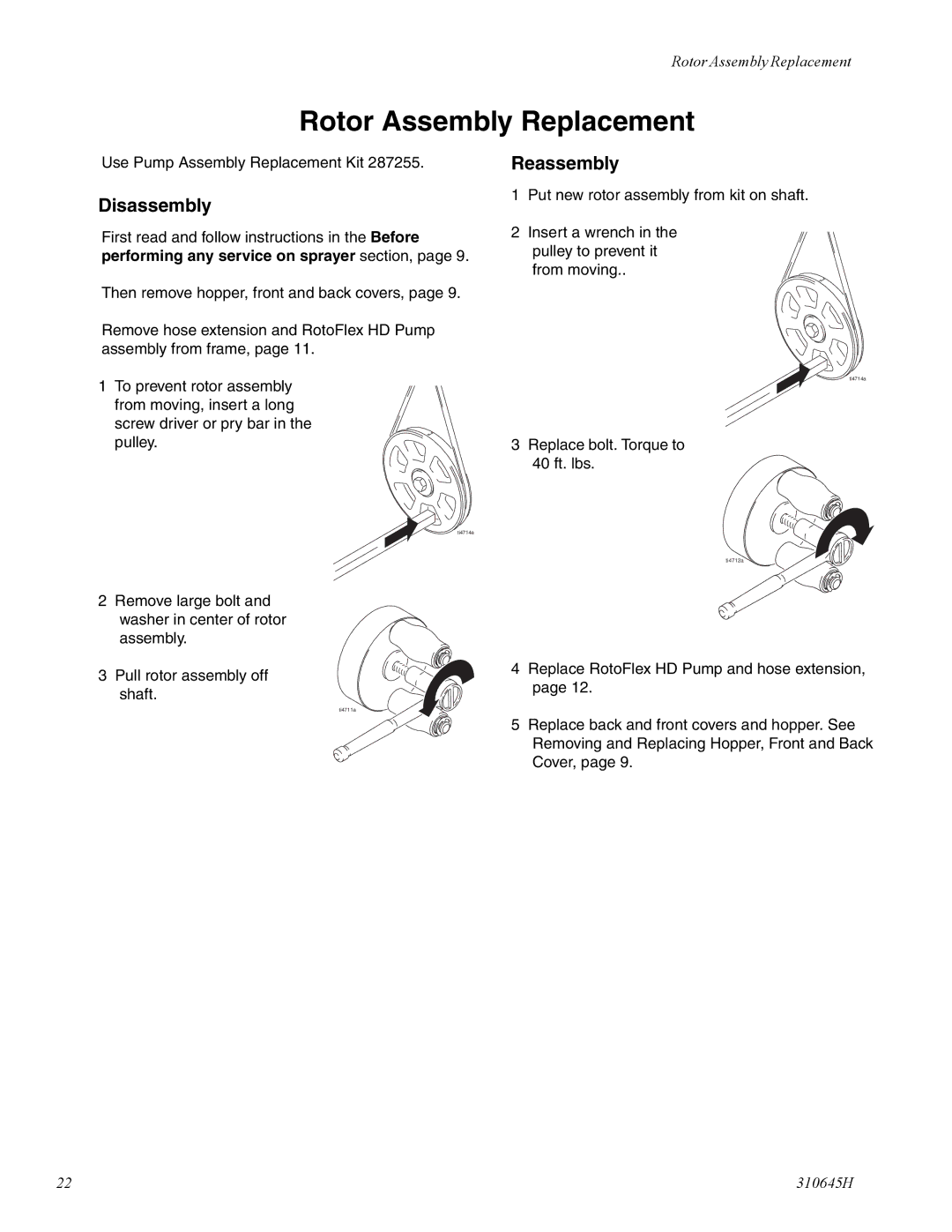 Healthyway 310645H manual Rotor Assembly Replacement 