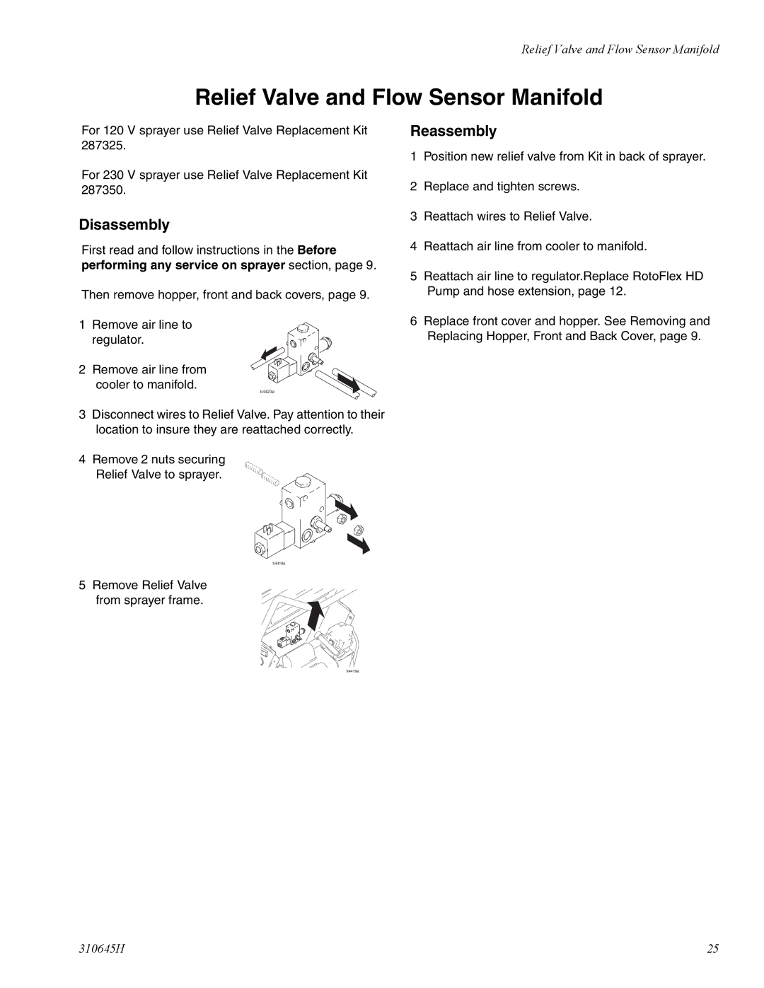 Healthyway 310645H manual Relief Valve and Flow Sensor Manifold 