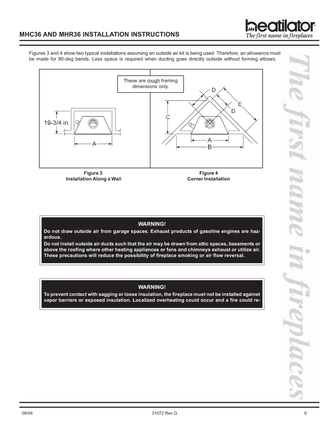 Heart & Home Collectables manual MHC36 and MHR36 Installation Instructions 