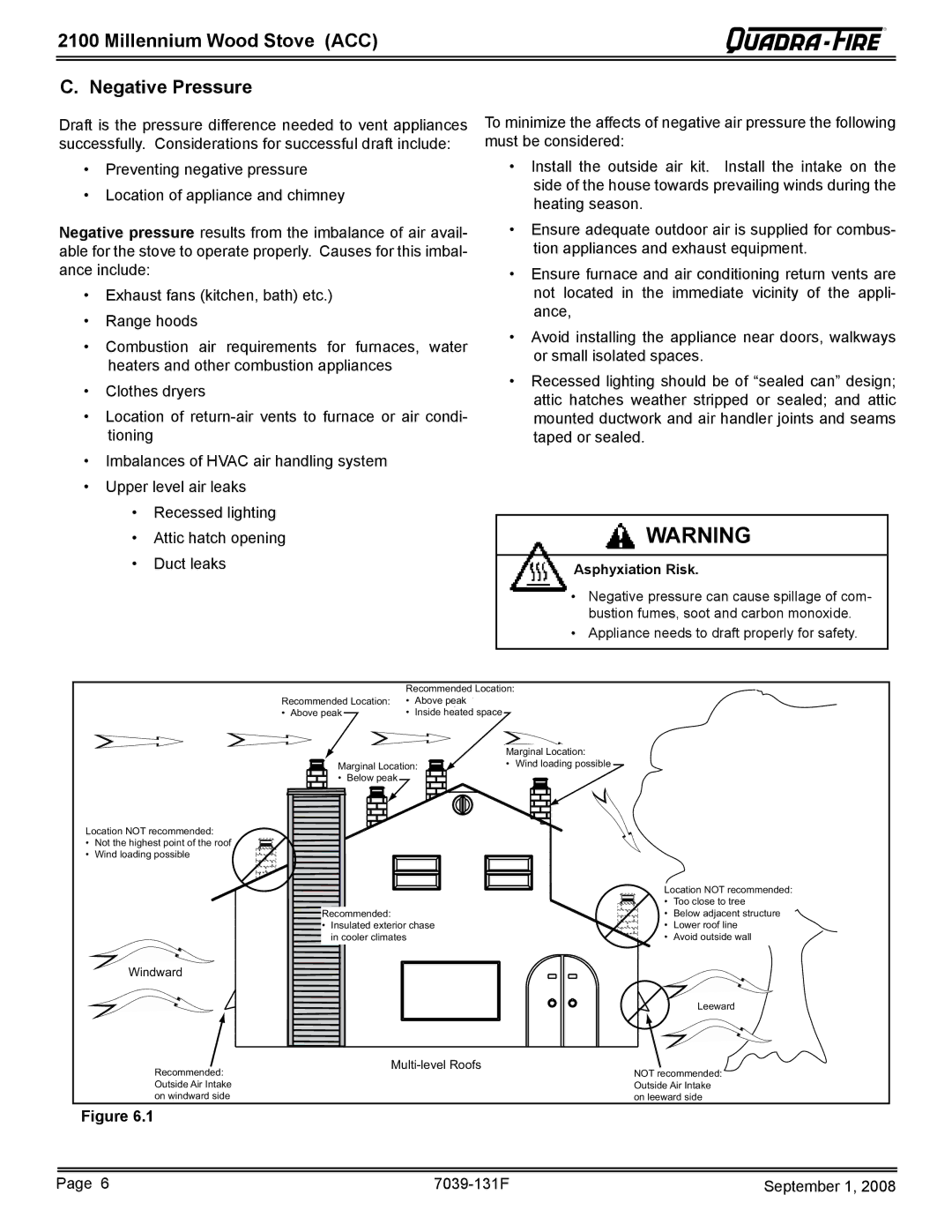 Hearth and Home Technologies 21M-ACC warranty Millennium Wood Stove ACC Negative Pressure 