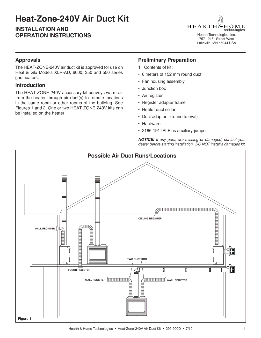 Hearth and Home Technologies 299-900D manual Approvals, Introduction, Preliminary Preparation 