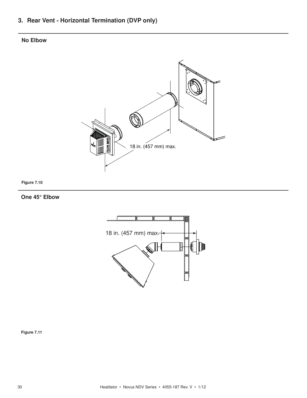 Hearth and Home Technologies 4055-187 owner manual Rear Vent Horizontal Termination DVP only 