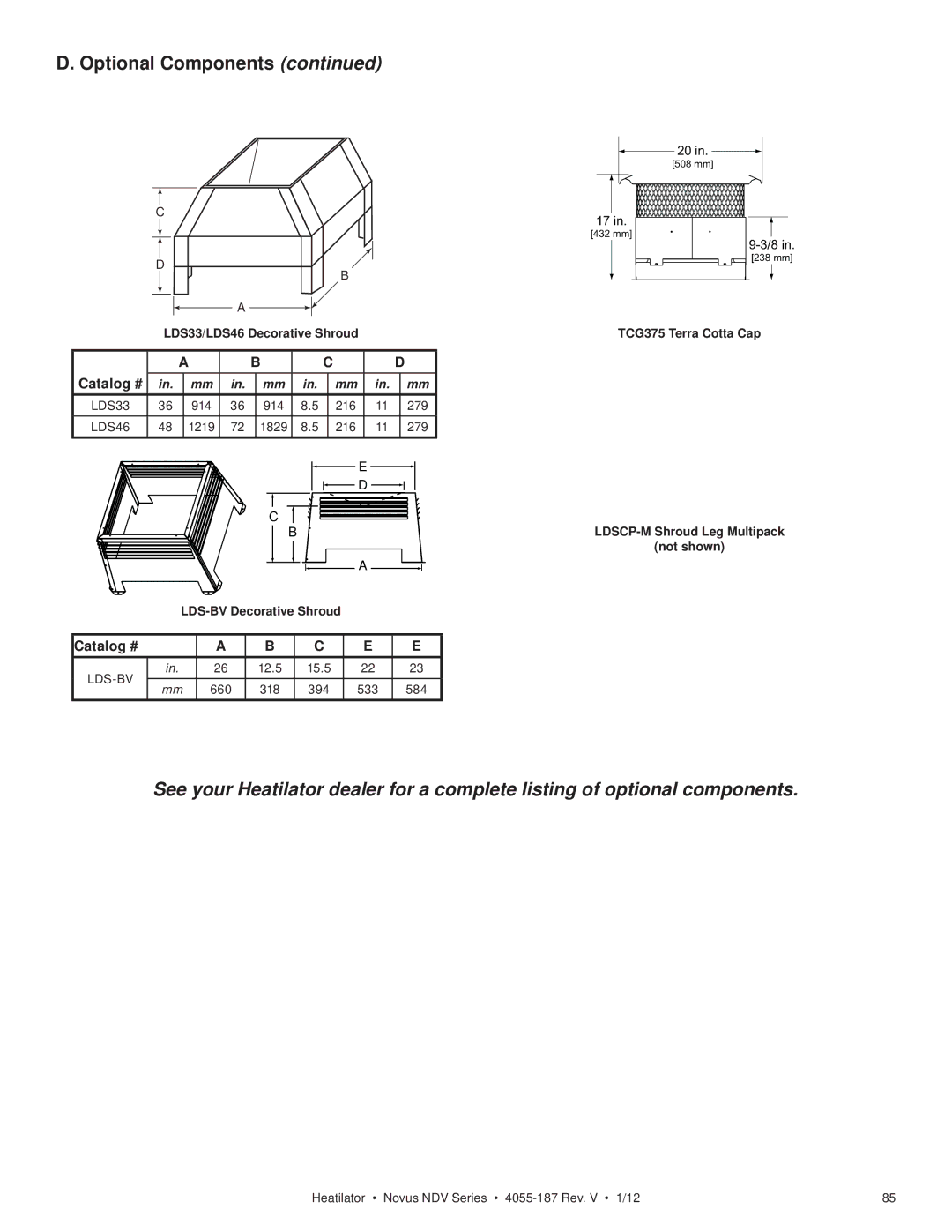 Hearth and Home Technologies 4055-187 owner manual Catalog # 