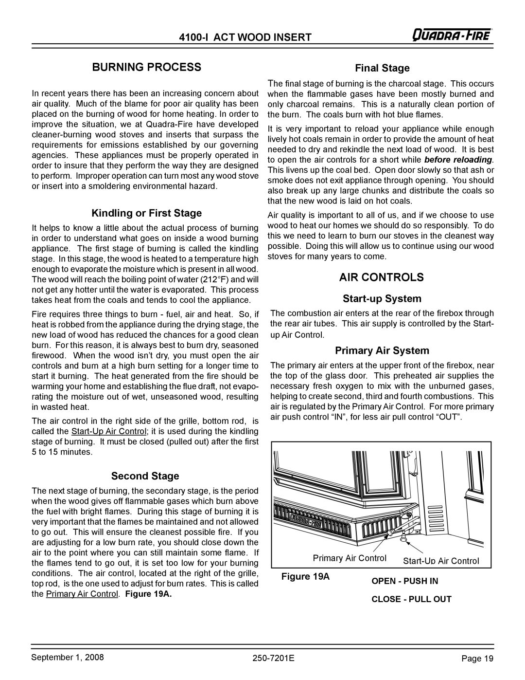 Hearth and Home Technologies 4100I-GD-B, 4100I-NL-B warranty Burning Process 