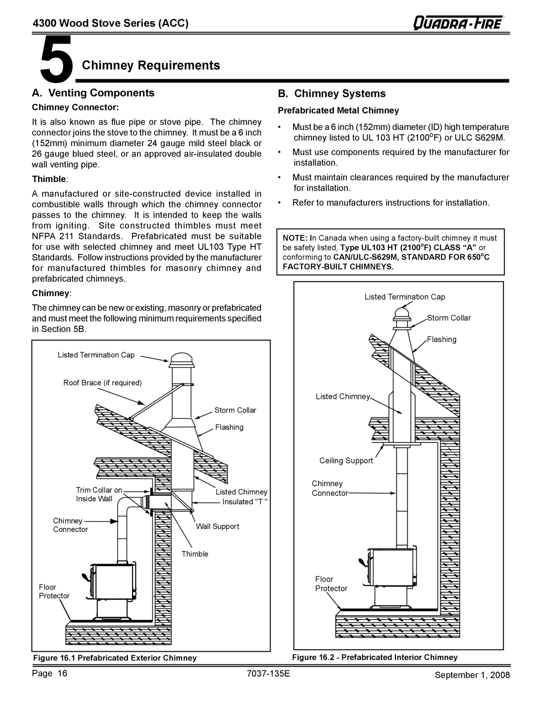 Hearth and Home Technologies 43M-ACC-MBK Chimney Requirements, Venting Components Chimney Systems, Chimney Connector 