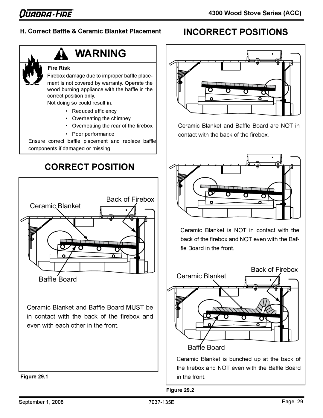 Hearth and Home Technologies 43ST-ACC, 43M-ACC-MBK warranty Correct Position 