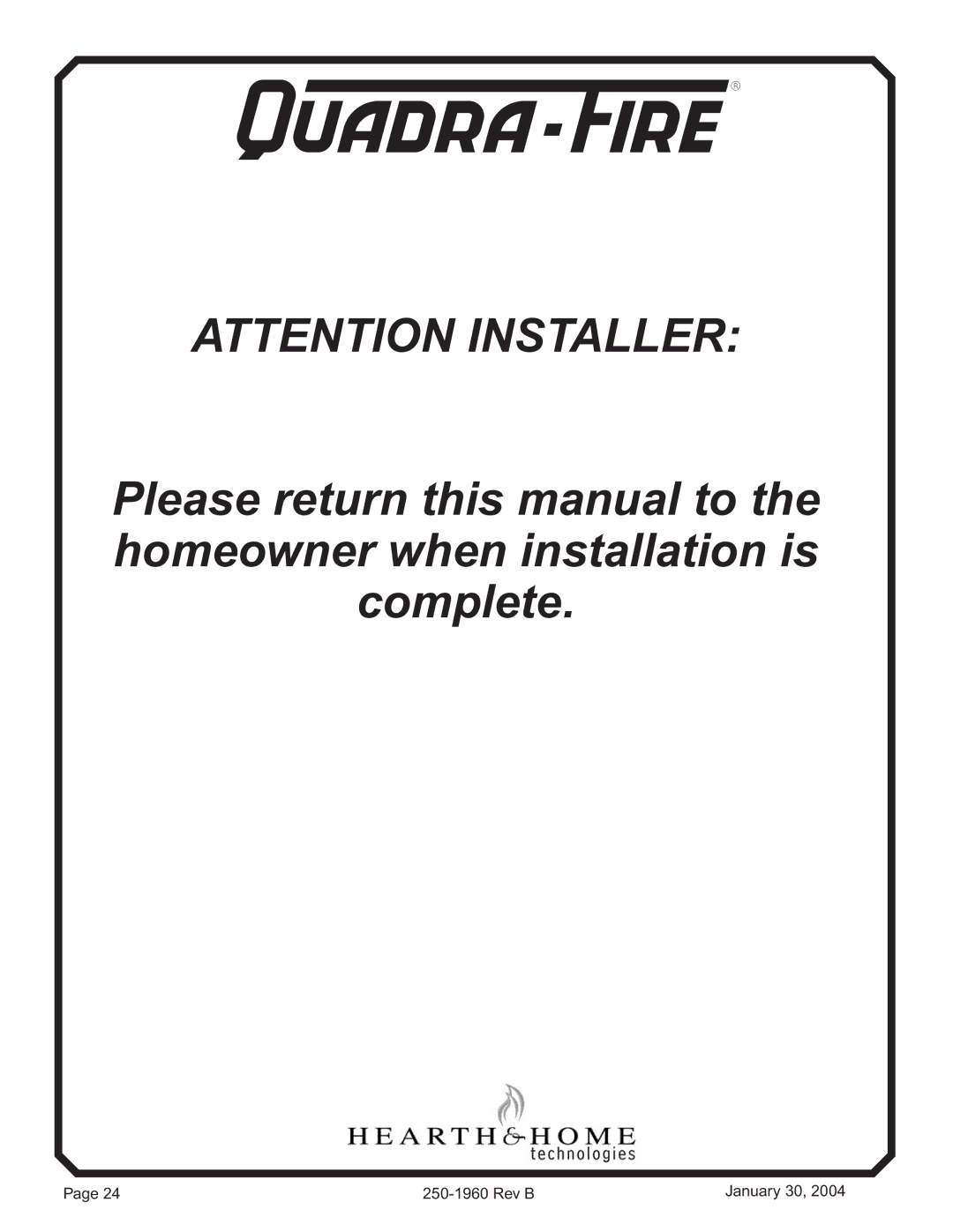 Hearth and Home Technologies 5100-I installation instructions Rev B January 30 