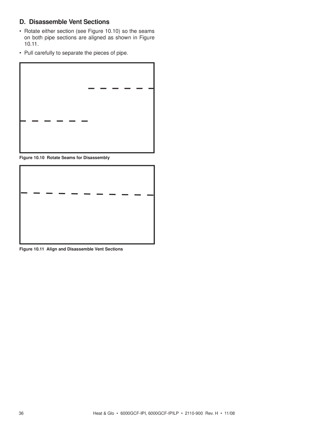 Hearth and Home Technologies 6000GCF-IPIL owner manual Disassemble Vent Sections, Rotate Seams for Disassembly 