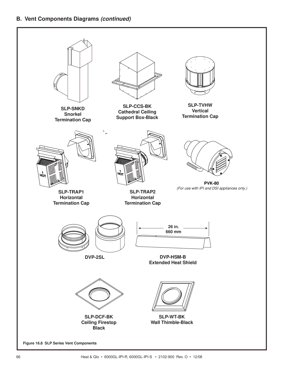 Hearth and Home Technologies 6000GL-IPI-S Snorkel Support Box-Black, Cathedral Ceiling Vertical, Termination Cap 