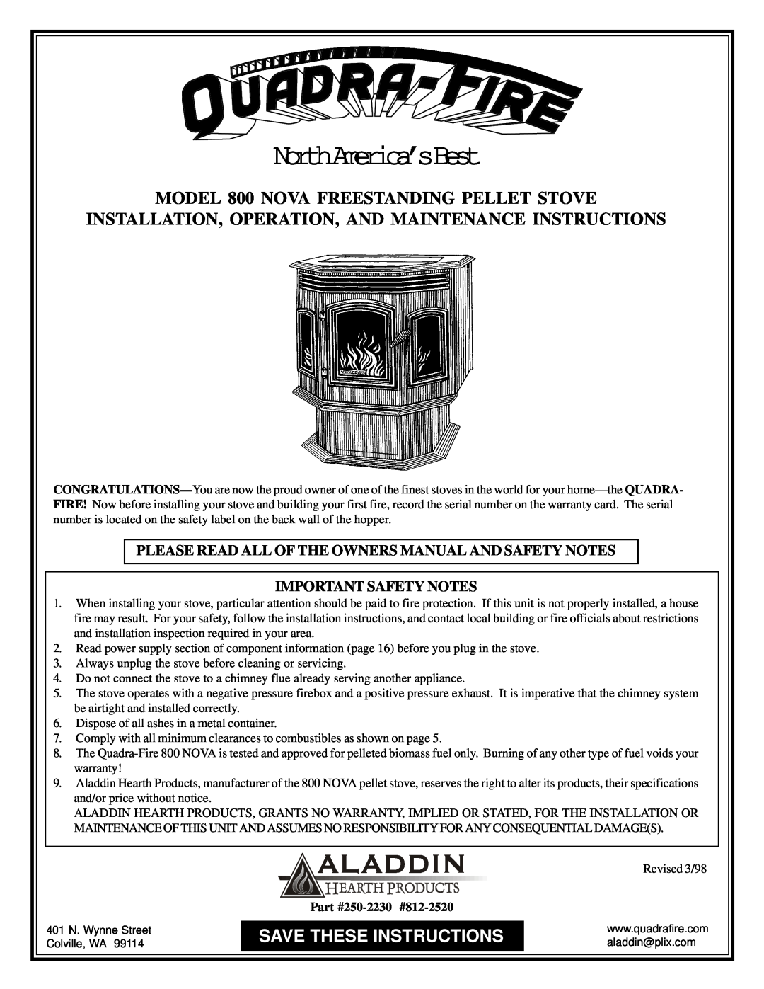 Hearth and Home Technologies 800 owner manual NorthAmerica’sBest, Please Read All Of The Owners Manual And Safety Notes 
