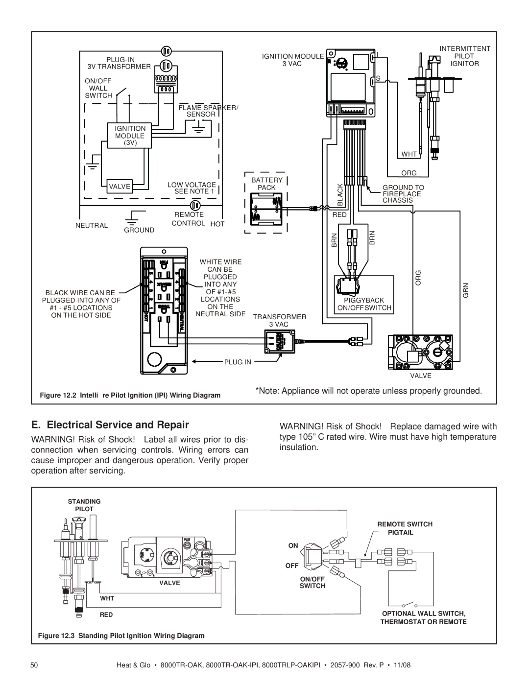 Hearth and Home Technologies 8000TR-OAK-IPI Electrical Service and Repair, Intelliﬁre Pilot Ignition IPI Wiring Diagram 