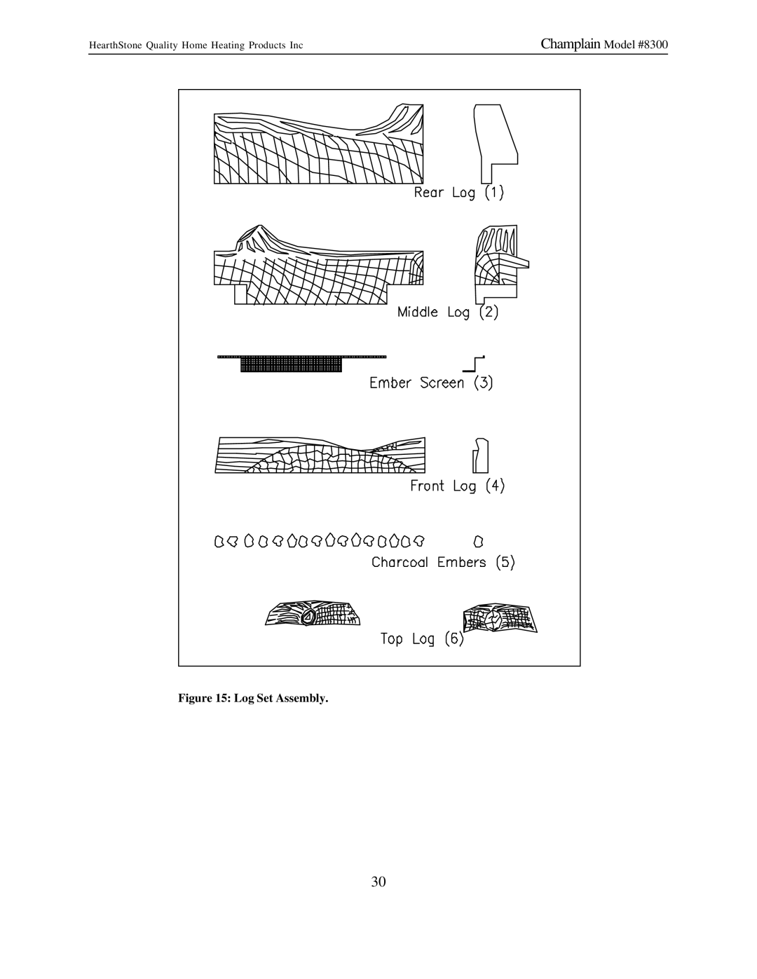 Hearth and Home Technologies 8300 owner manual Log Set Assembly 