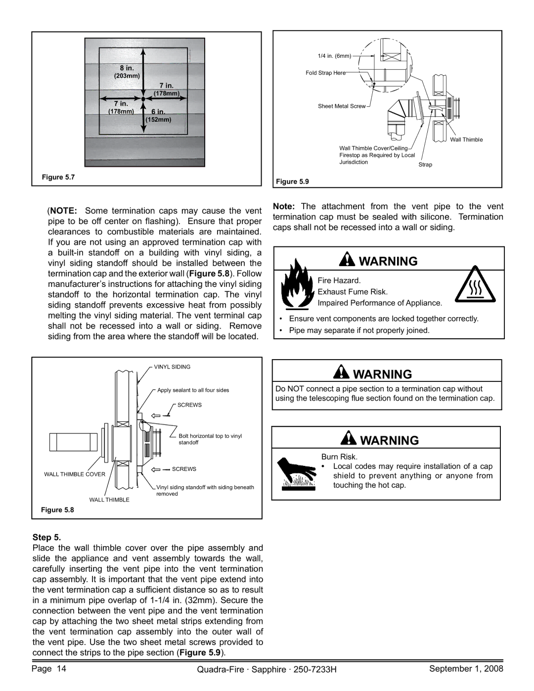 Hearth and Home Technologies SAPPH-D-CSB, 839-1390, 839-1440, 839-1460, SAPPH-D-CWL owner manual 203mm 