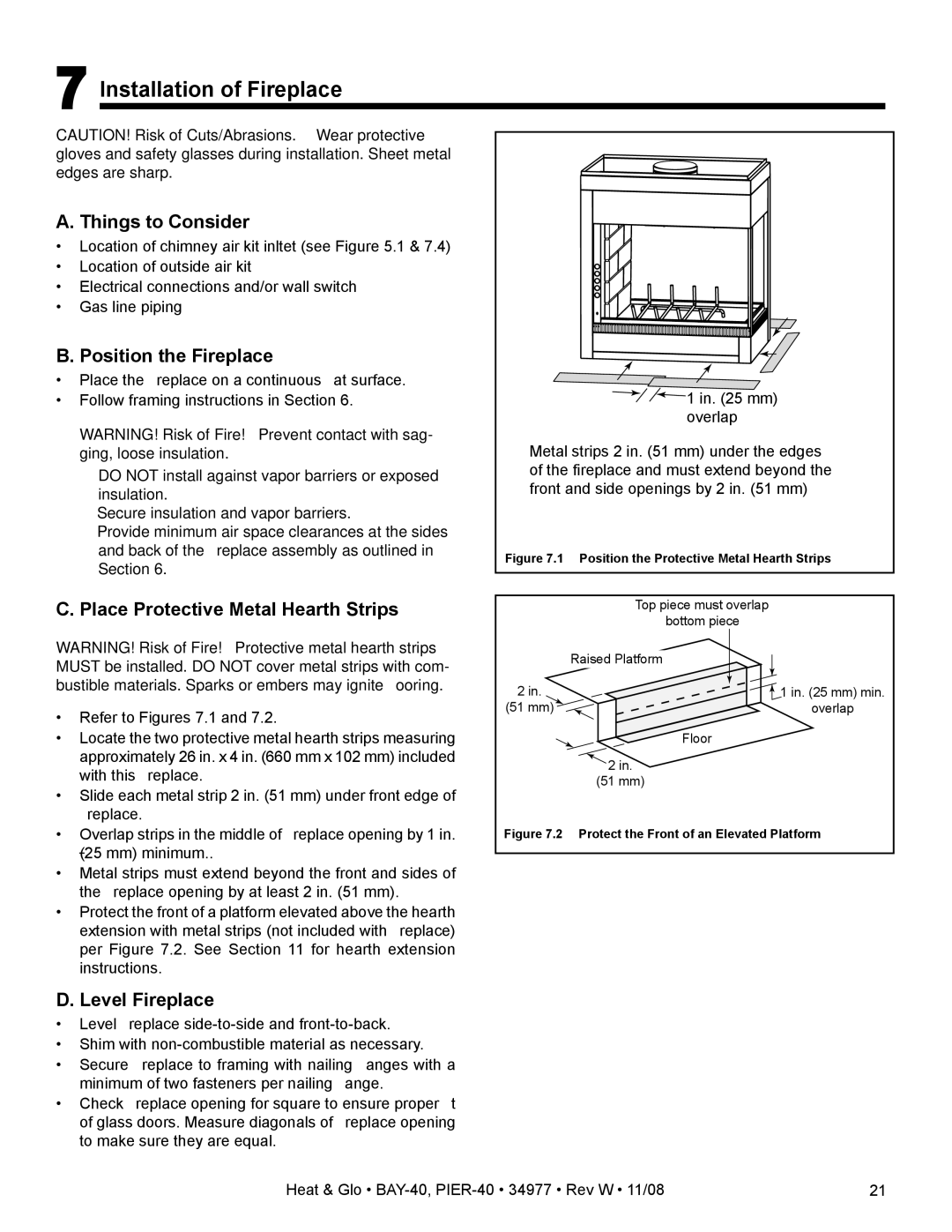 Hearth and Home Technologies PIER-40, BAY-40 Installation of Fireplace, Things to Consider, Position the Fireplace 