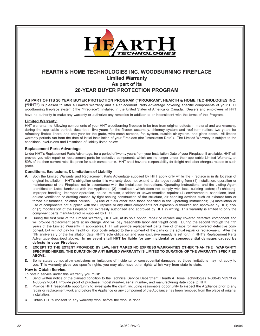 Hearth and Home Technologies BC36C operating instructions Hearth & Home Technologies INC. Woodburning Fireplace 