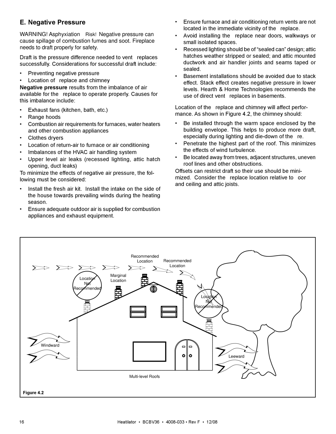 Hearth and Home Technologies BCBV36I owner manual Negative Pressure 