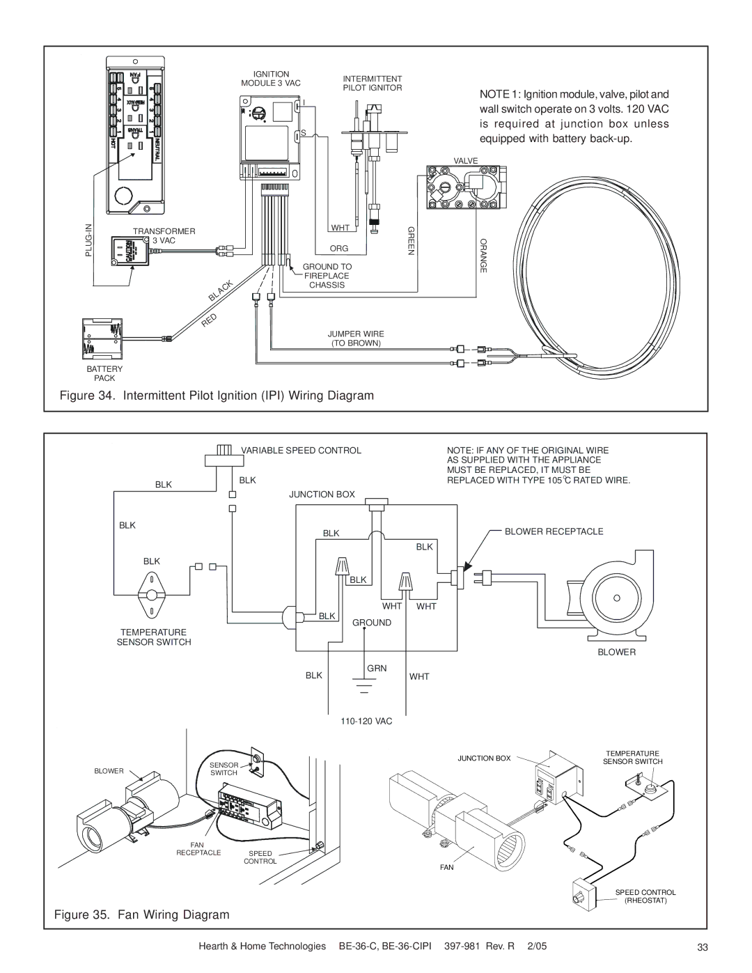 Hearth and Home Technologies BE-36-CIPI manual Intermittent Pilot Ignition IPI Wiring Diagram 