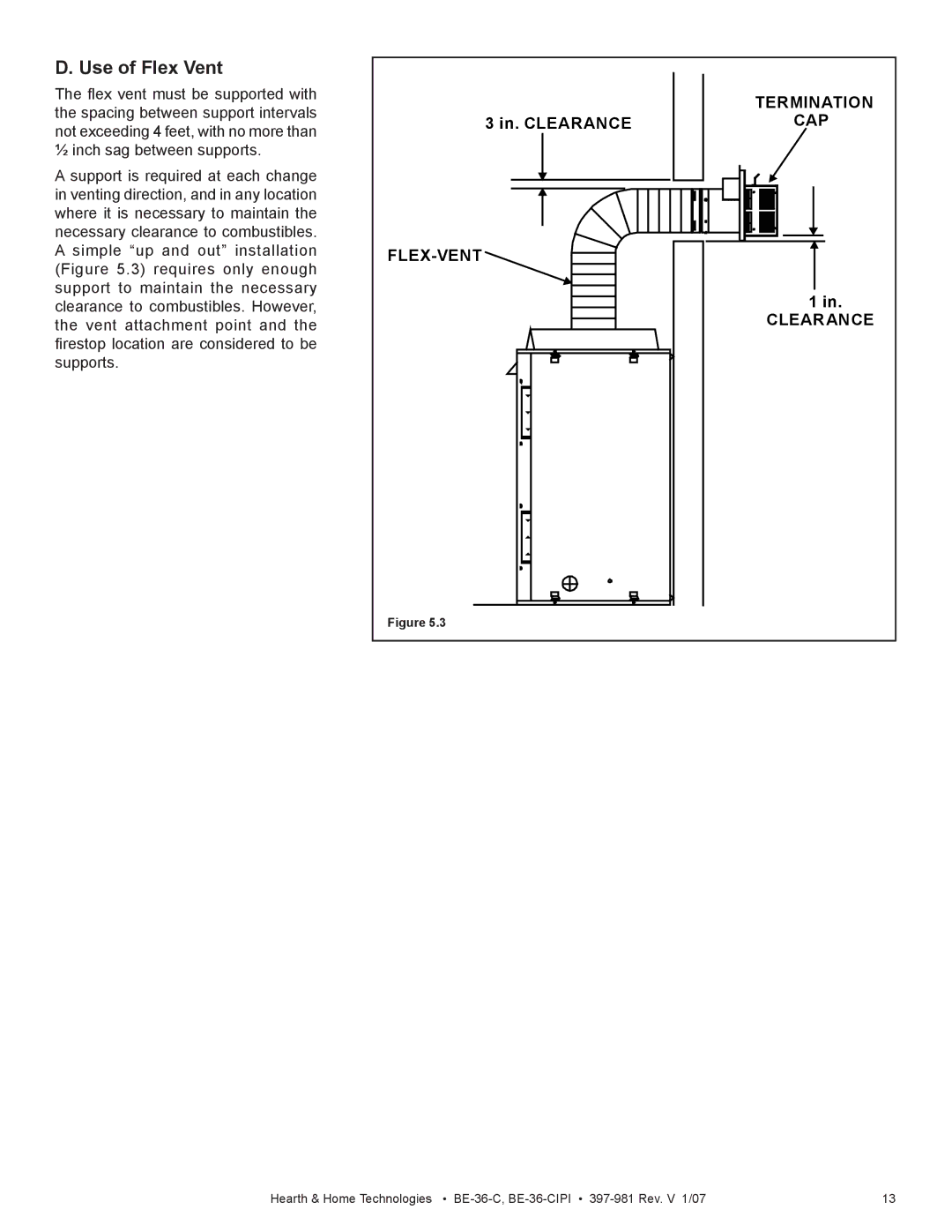 Hearth and Home Technologies BE-36-C manual Use of Flex Vent 