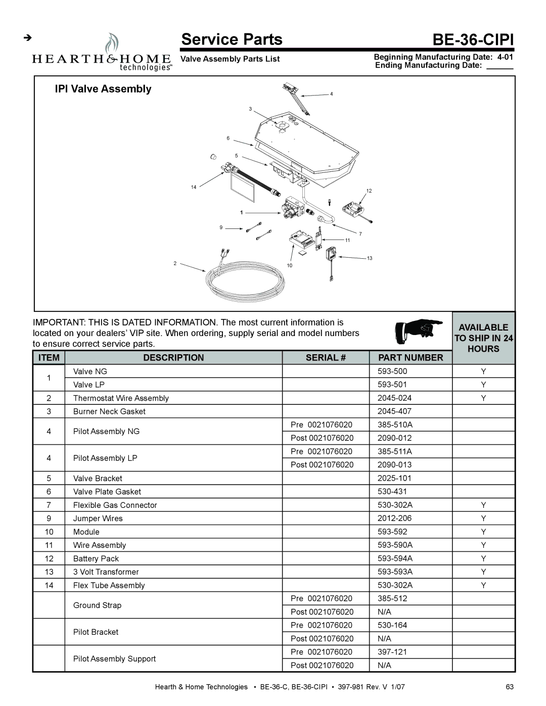 Hearth and Home Technologies manual BE-36-CIPI, IPI Valve Assembly 