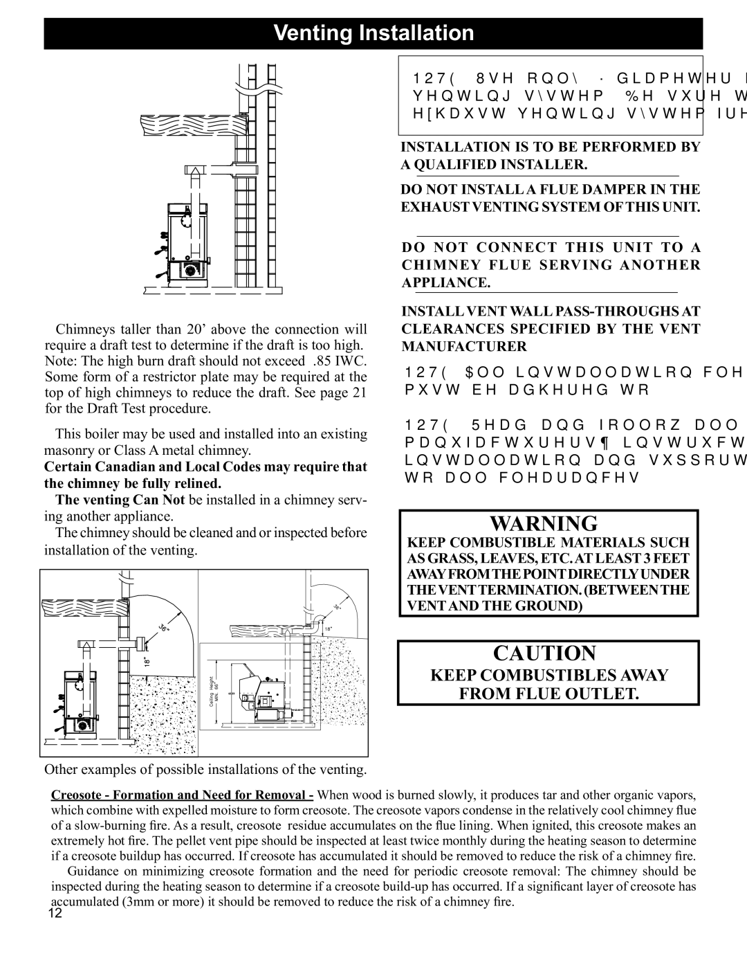 Hearth and Home Technologies BH 105 manual Venting Installation, Keep combustibles away From flue outlet 