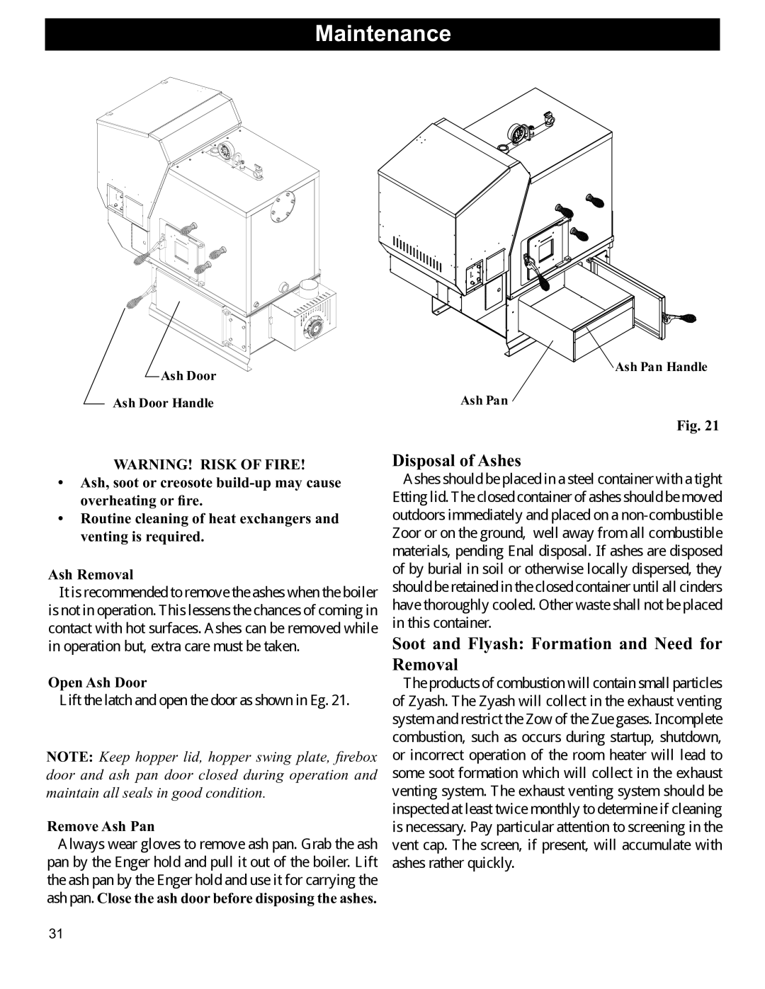 Hearth and Home Technologies BH 105 manual Open Ash Door, Remove Ash Pan 