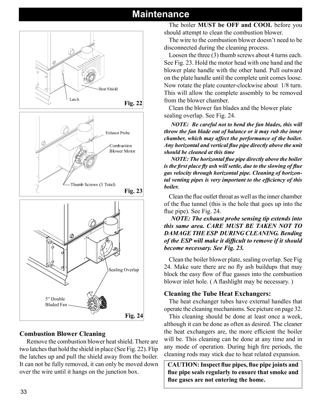 Hearth and Home Technologies BH 105 manual Combustion Blower Cleaning 