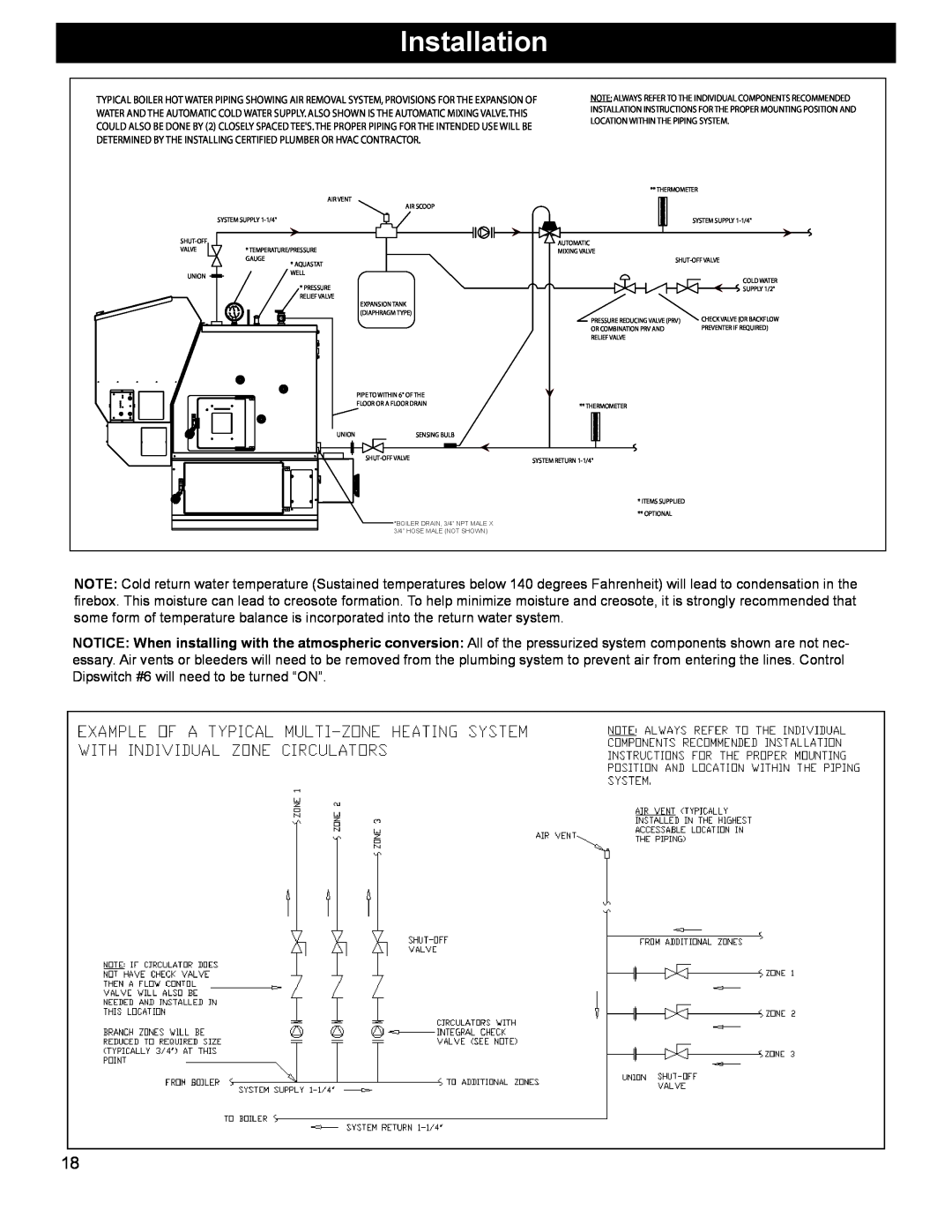 Hearth and Home Technologies BH 105 manual Installation, Sensing Bulb, Shut-Off Valve, Air Scoop, Aquastat Well 