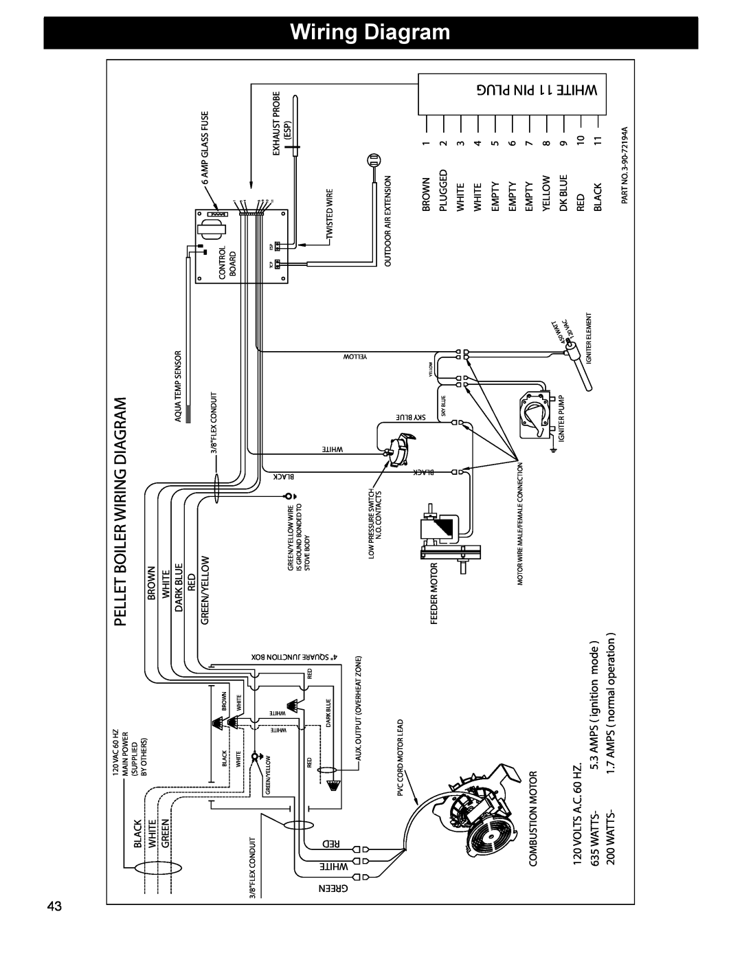 Hearth and Home Technologies BH 105 manual Pellet Boiler Wiring Diagram 