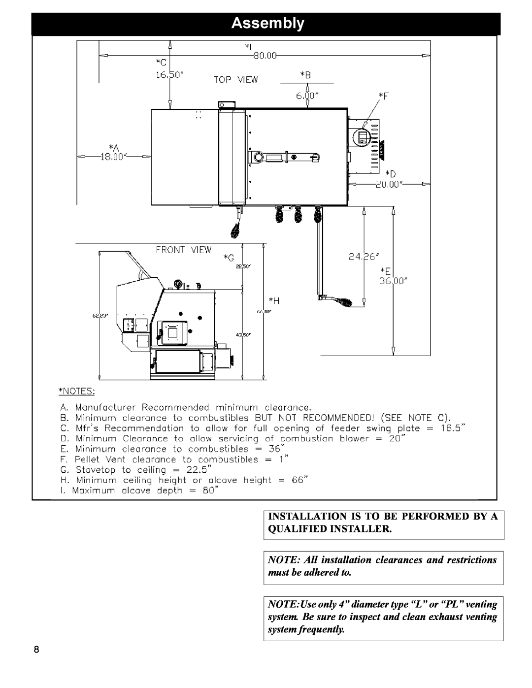 Hearth and Home Technologies BH 105 manual Assembly, Installation Is To Be Performed By A Qualified Installer 