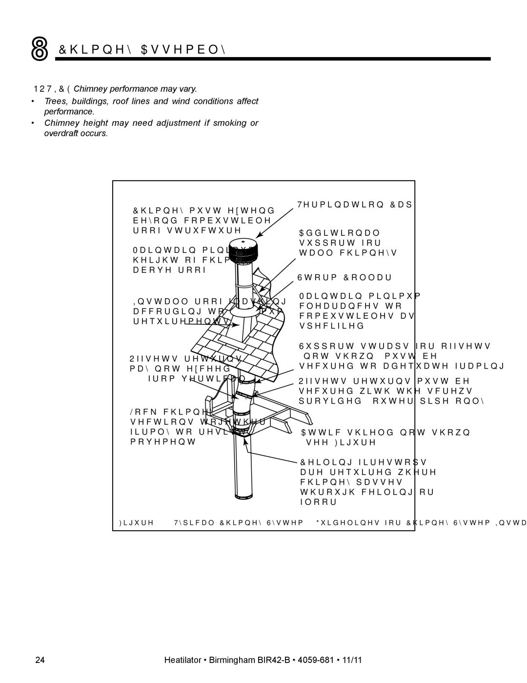 Hearth and Home Technologies BIR42-B owner manual Chimney Assembly 