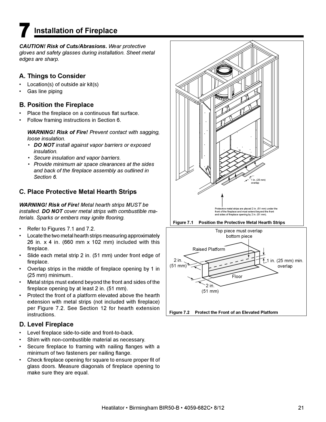 Hearth and Home Technologies BIR50-B owner manual Installation of Fireplace, Things to Consider, Position the Fireplace 