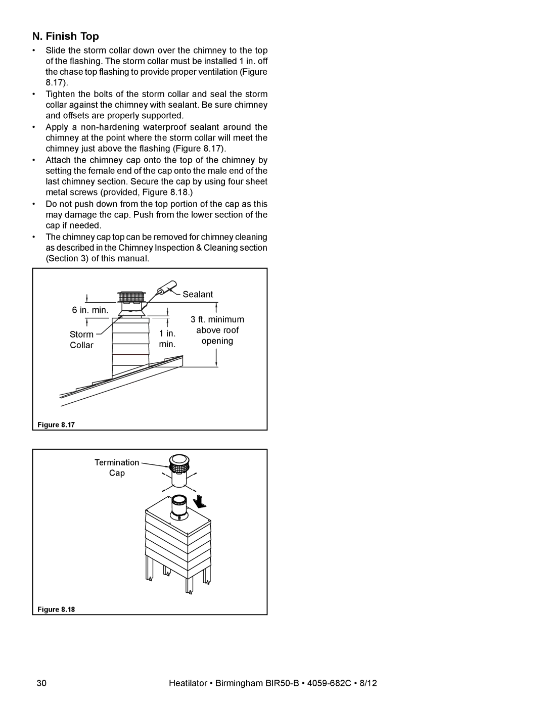 Hearth and Home Technologies BIR50-B owner manual Finish Top 