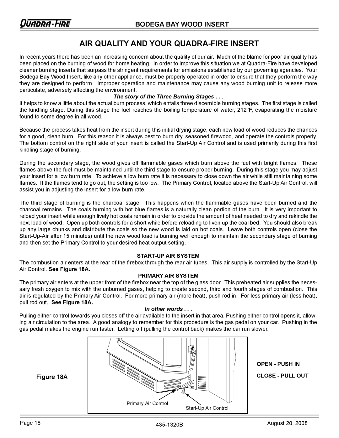 Hearth and Home Technologies BODBAY Air quality and your Quadra-Fire Insert, Story of the Three Burning Stages 