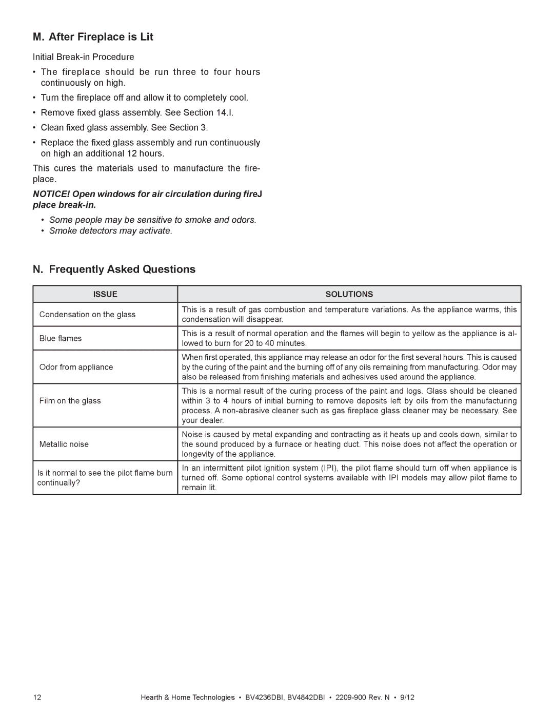 Hearth and Home Technologies BV4236DBI manual After Fireplace is Lit, Frequently Asked Questions 