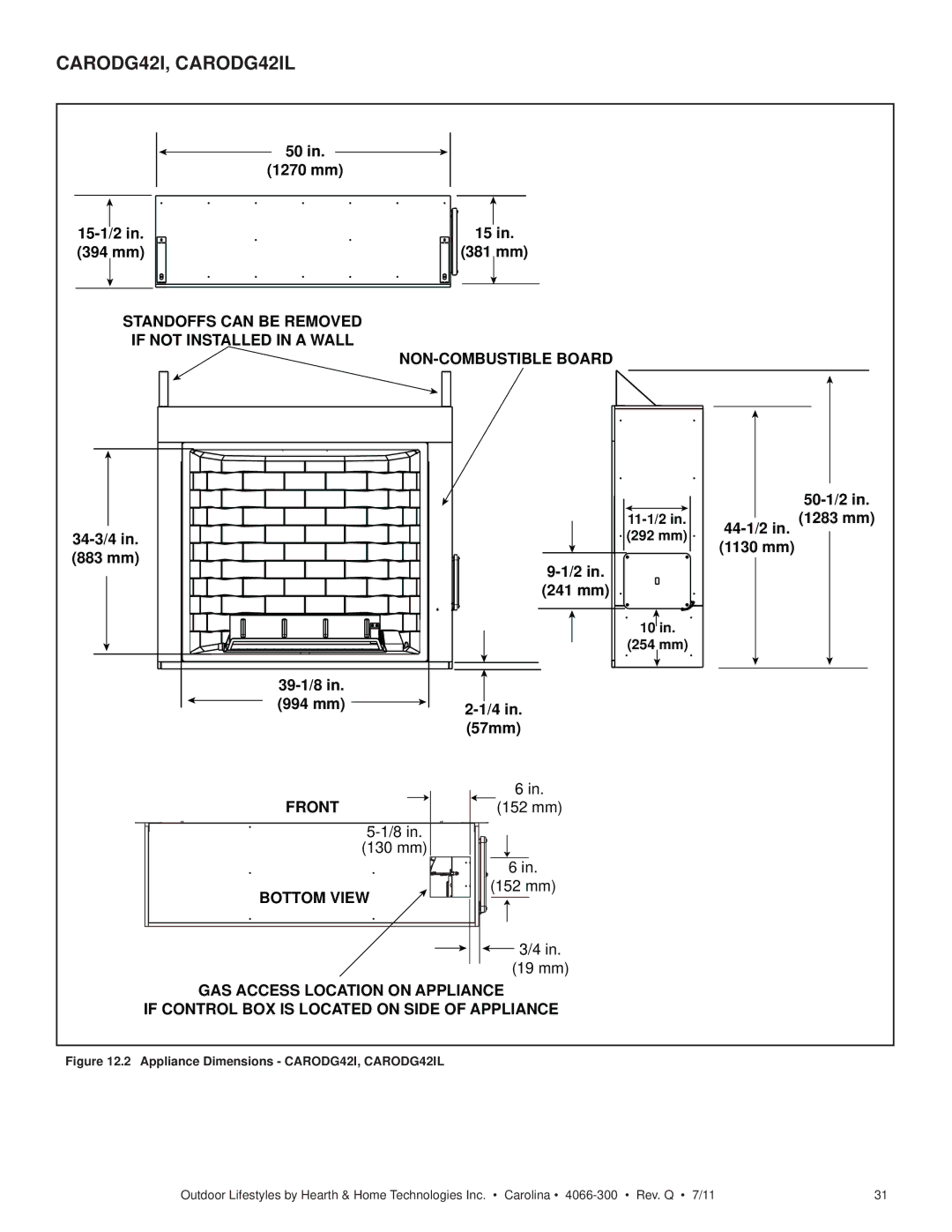 Hearth and Home Technologies CARDOG42IL, CARODG36I, CARDOG36IL owner manual CARODG42I, CARODG42IL 