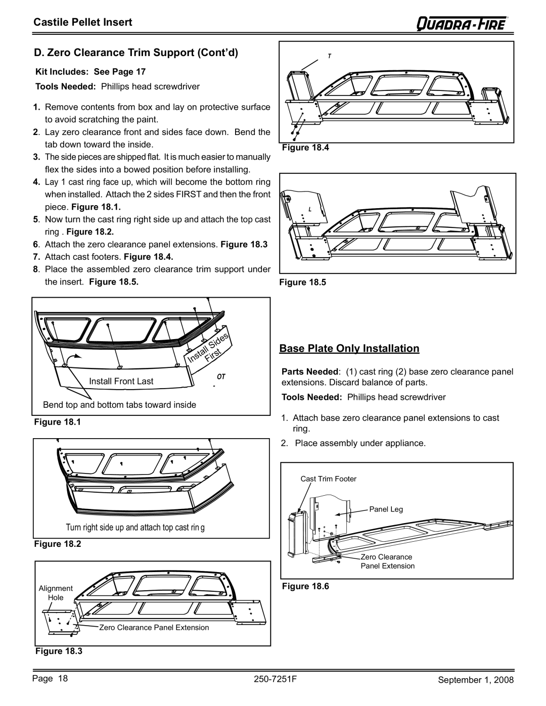 Hearth and Home Technologies 810-02901 (MBK) Castile Pellet Insert Zero Clearance Trim Support Cont’d, Kit Includes See 